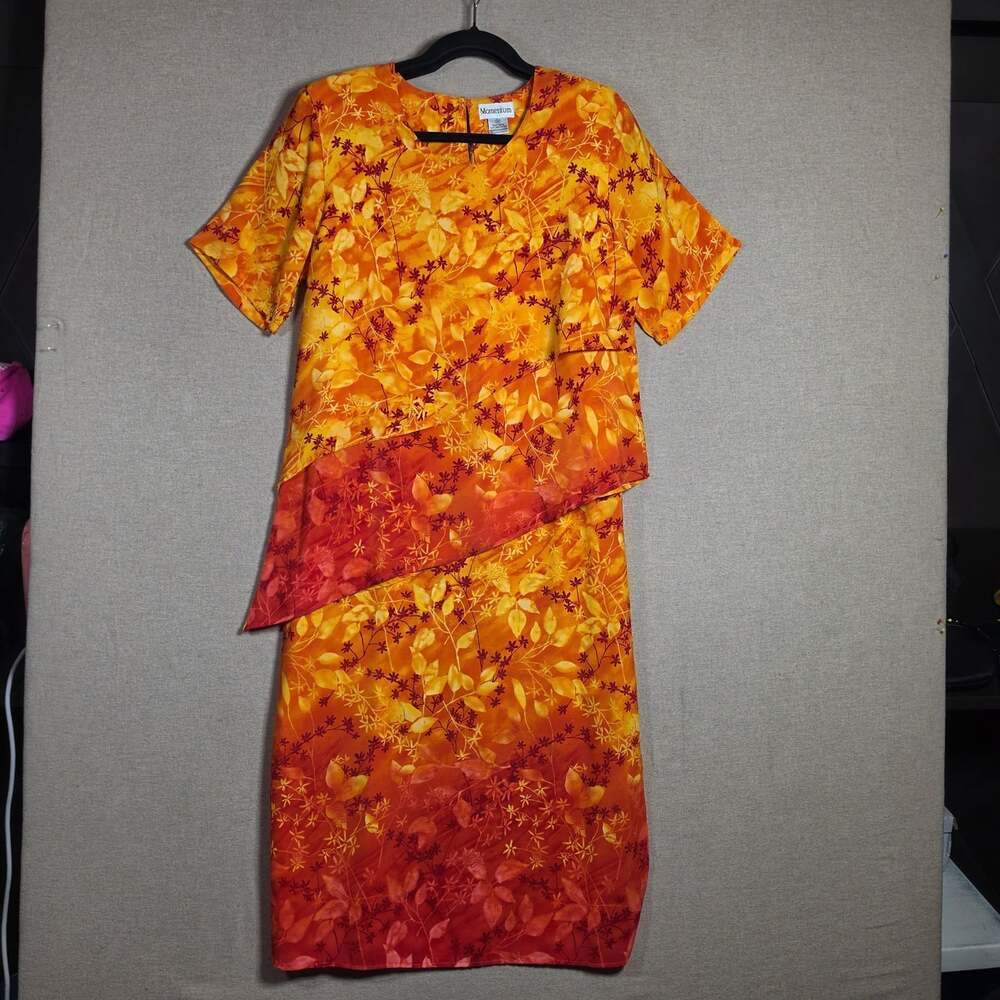 VTG 90s Momentum womens 2 Piece skirt set size M Floral Asymmetrical Top